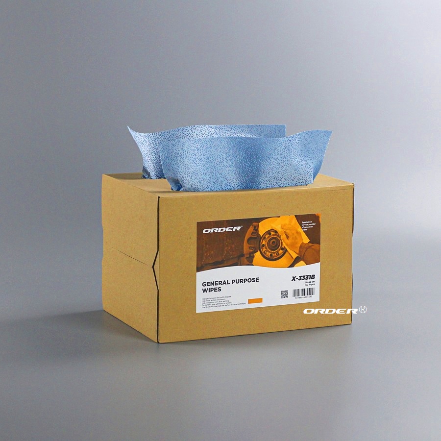 苏州欧德ORDER®PX-3331B蓝色树皮纹可多次使用抽取式工业除油擦拭抹布-副本