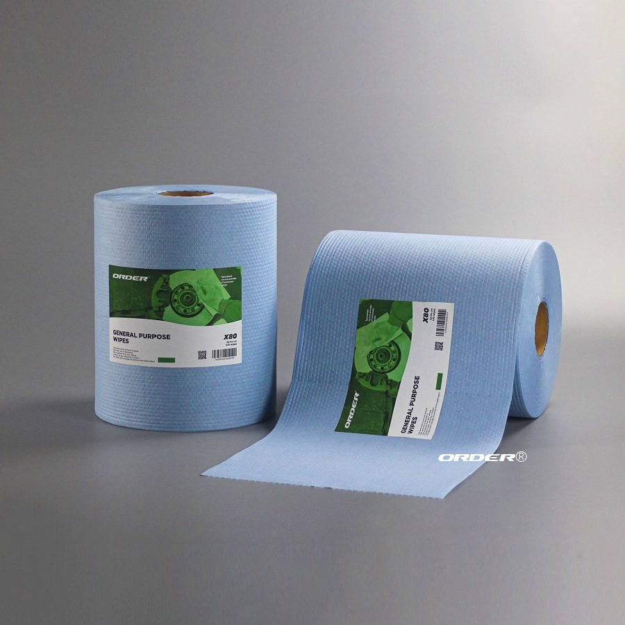 欧德ORDER®KIM-X80B 蓝色大卷式压花高吸油吸水多用途强韧无纺擦拭布