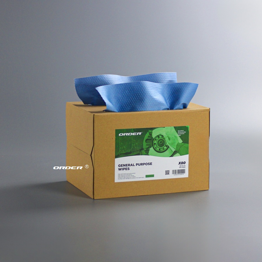 欧德ORDER®KIM-X80B 蓝色抽取式 双抽孔压花多用途强韧无纺擦拭布