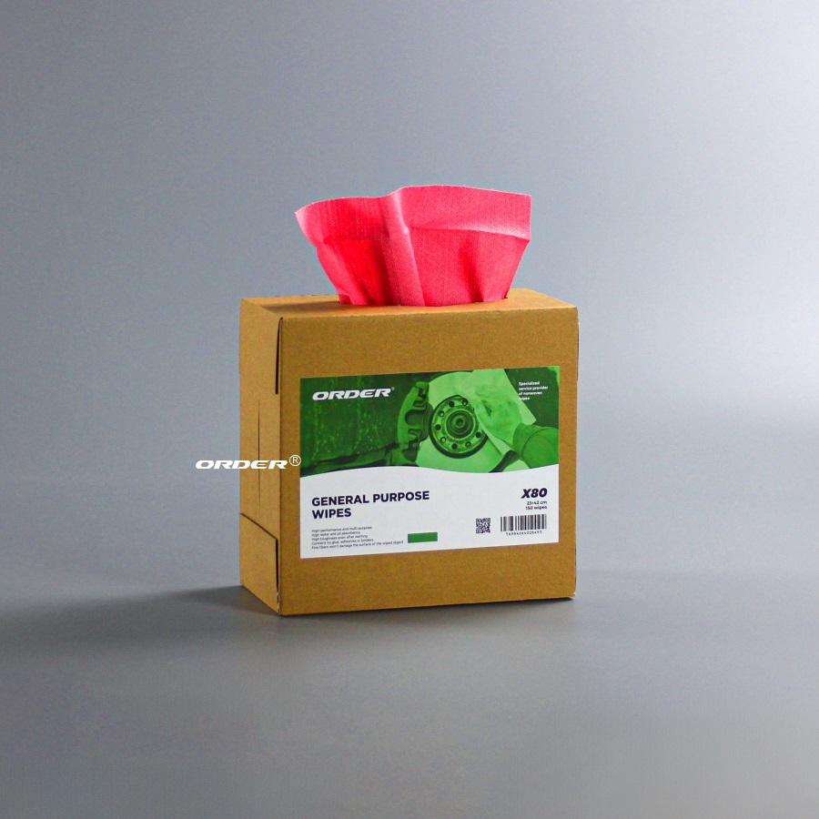 欧德ORDER®KIM-X80B 红色抽取式压花多用途强韧无纺擦拭布