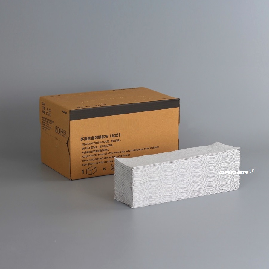欧德ORDER®灰色大尺寸双抽孔大纸箱装抽取式擦拭清洁毛巾