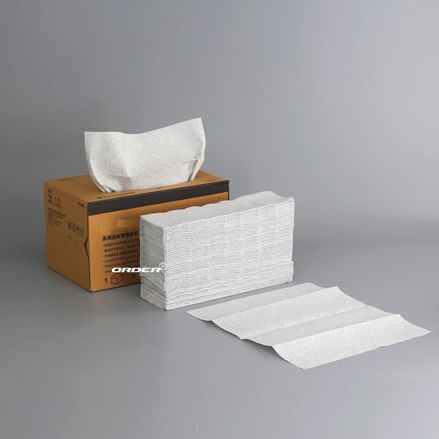 欧德ORDER®灰色大尺寸双抽孔大纸箱装抽取式擦拭清洁毛巾