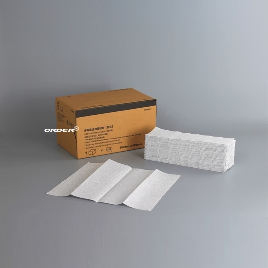 欧德ORDER®灰色大尺寸双抽孔大纸箱装抽取式擦拭清洁毛巾