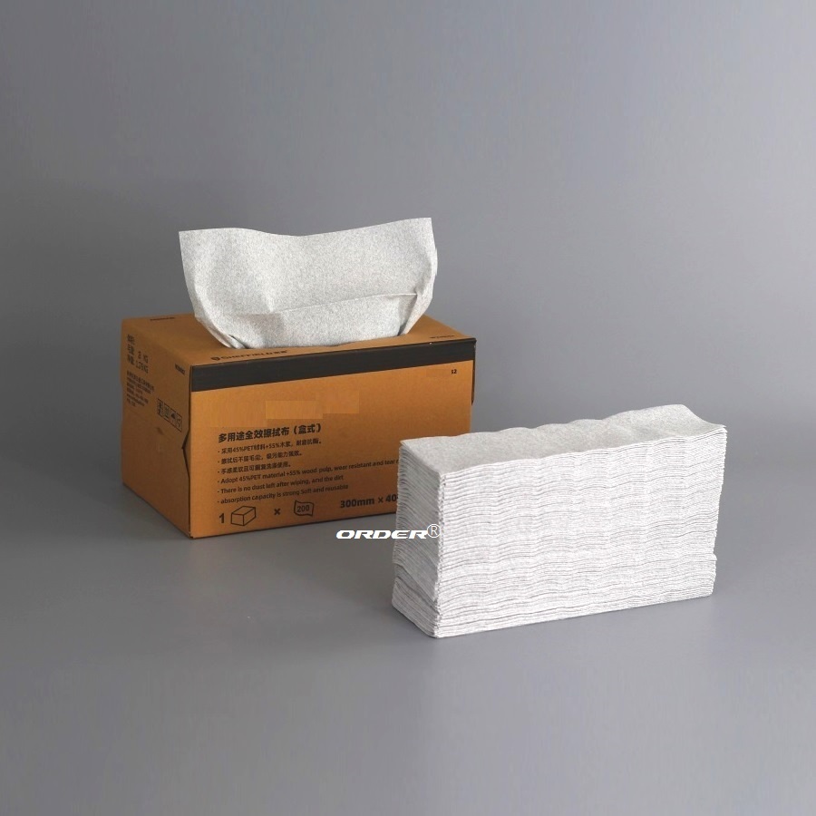 欧德ORDER®灰色大尺寸双抽孔大纸箱装抽取式擦拭清洁毛巾