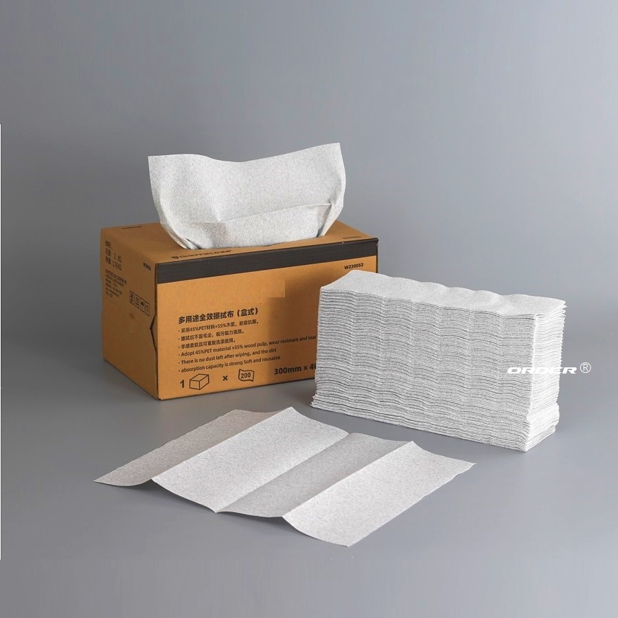 欧德ORDER®灰色大尺寸双抽孔大纸箱装抽取式擦拭清洁毛巾
