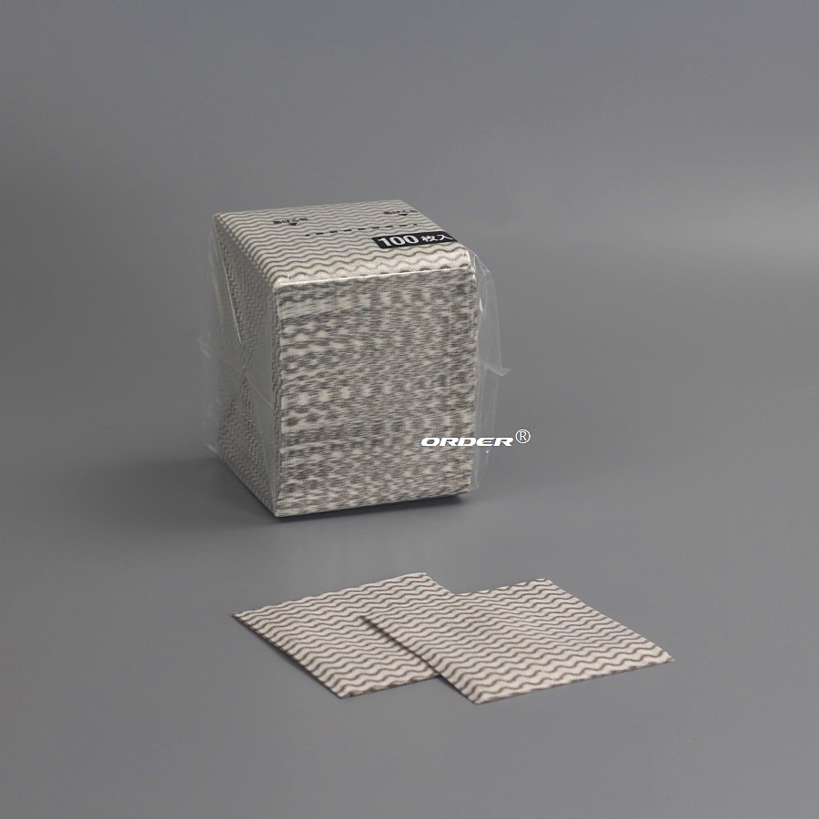 欧德ORDER®代工生产25cmx25cm无纺布折叠式灰色条纹餐饮服务擦拭巾