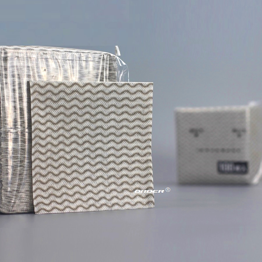 欧德ORDER®代工生产25cmx25cm无纺布折叠式灰色条纹餐饮服务擦拭巾