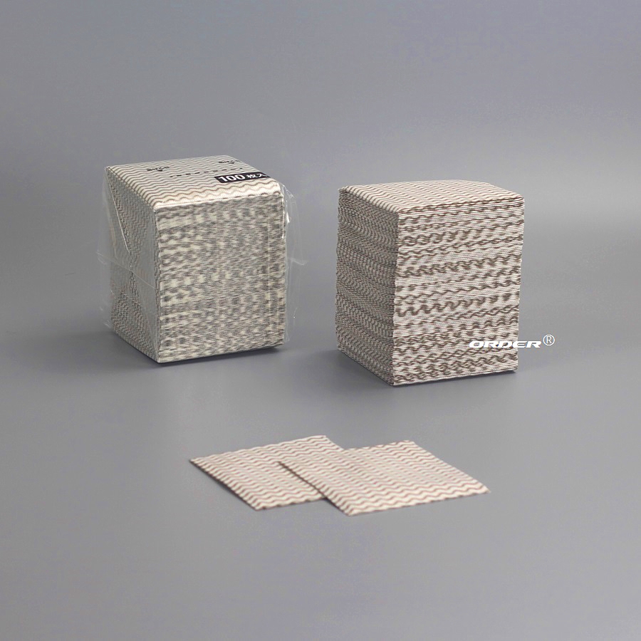 欧德ORDER®代工生产25cmx25cm无纺布折叠式灰色条纹餐饮服务擦拭巾
